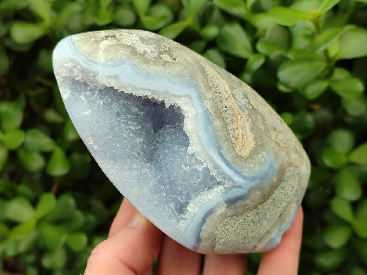 Polished Blue Lace Agate Standing Free Forms x 3 From Nsanje, Malawi - Toprock Gemstones and Minerals 