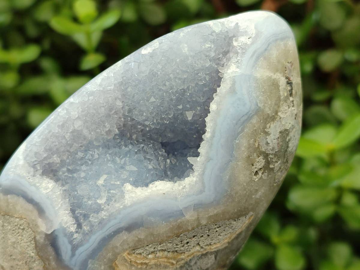 Polished Blue Lace Agate Standing Free Forms x 3 From Nsanje, Malawi - Toprock Gemstones and Minerals 