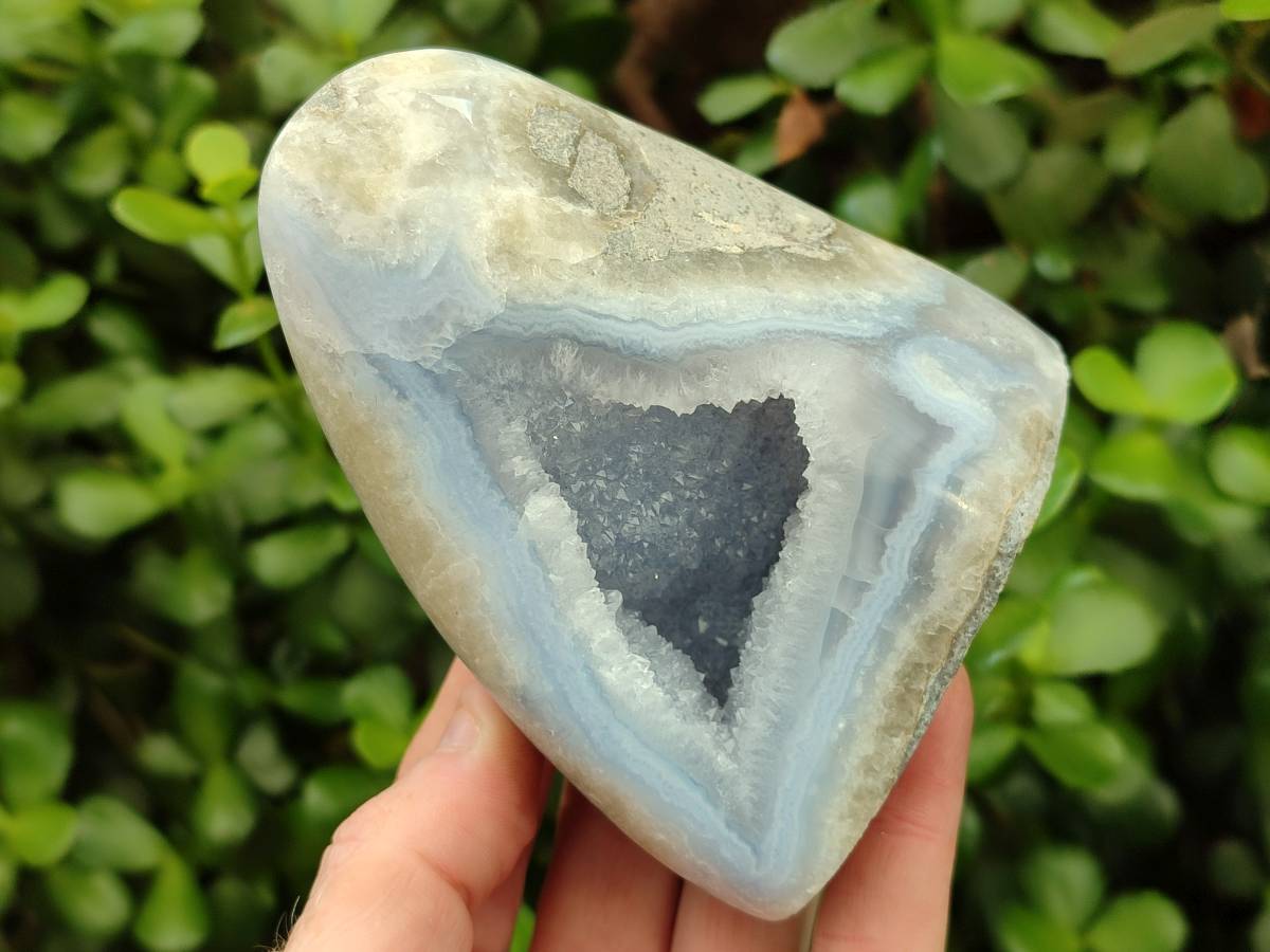 Polished Blue Lace Agate Standing Free Forms x 3 From Nsanje, Malawi - Toprock Gemstones and Minerals 