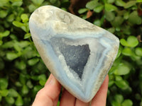 Polished Blue Lace Agate Standing Free Forms x 3 From Nsanje, Malawi