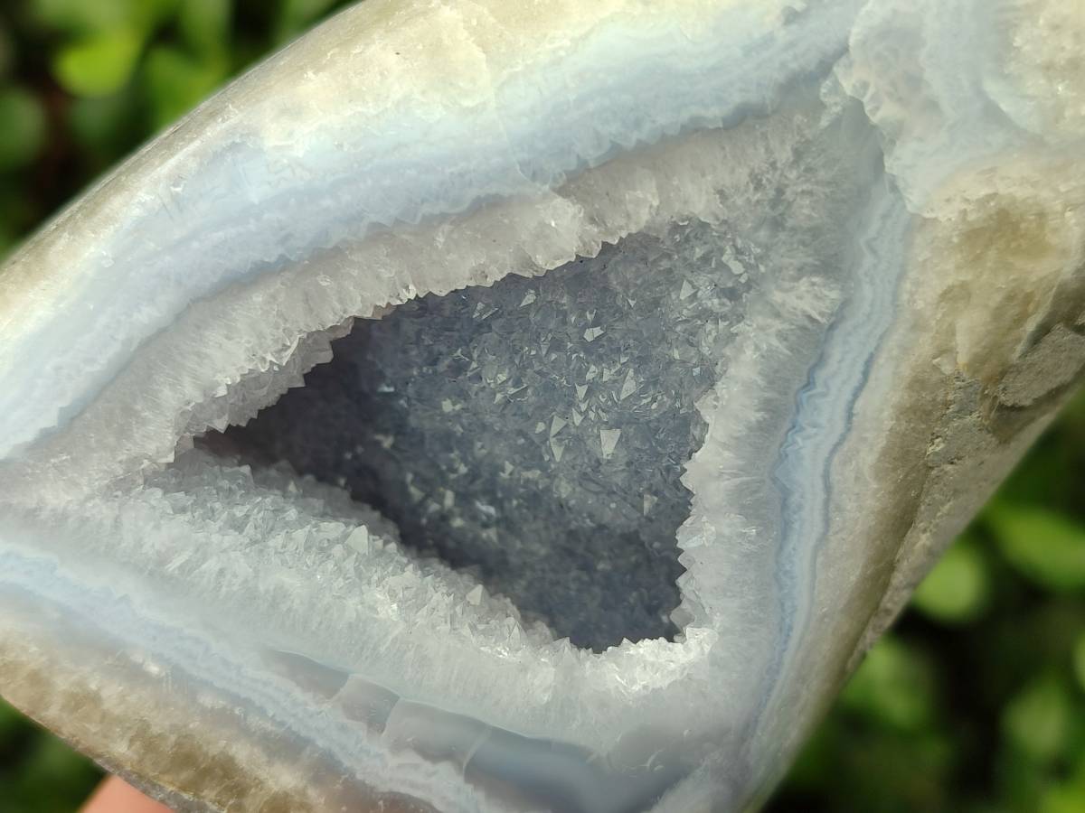 Polished Blue Lace Agate Standing Free Forms x 3 From Nsanje, Malawi - Toprock Gemstones and Minerals 