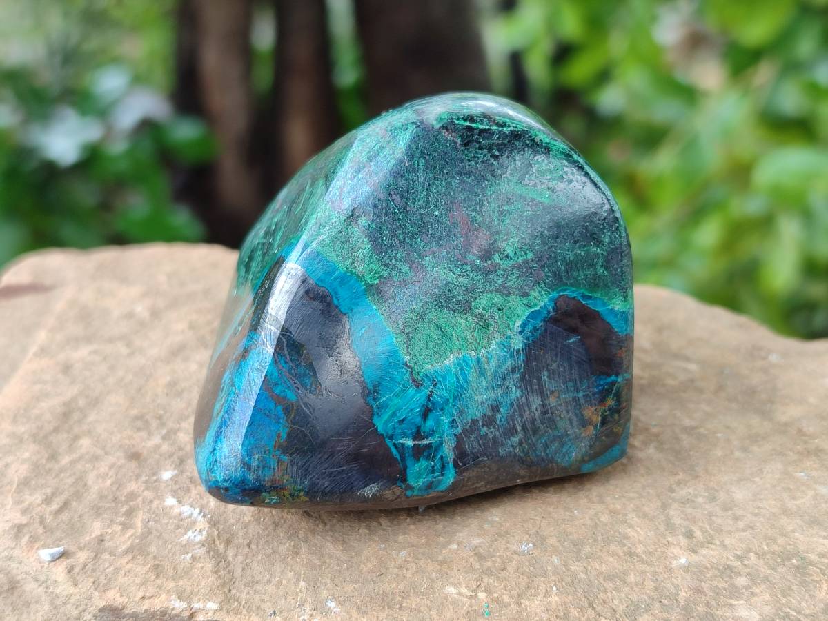 Polished Shattuckite Malachite and Bornite Free Forms x 6 From Kaokoveld, Namibia - Toprock Gemstones and Minerals 