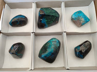 Polished Shattuckite Malachite and Bornite Free Forms x 6 From Kaokoveld, Namibia