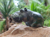 Hand Made Verdite Hippo Carvings x 3 From Nyanga, Zimbabwe