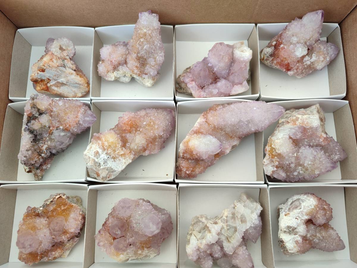 Natural Amethyst Spirit Quartz Clusters x 12 From Boekenhouthoek, South Africa - Toprock Gemstones and Minerals 