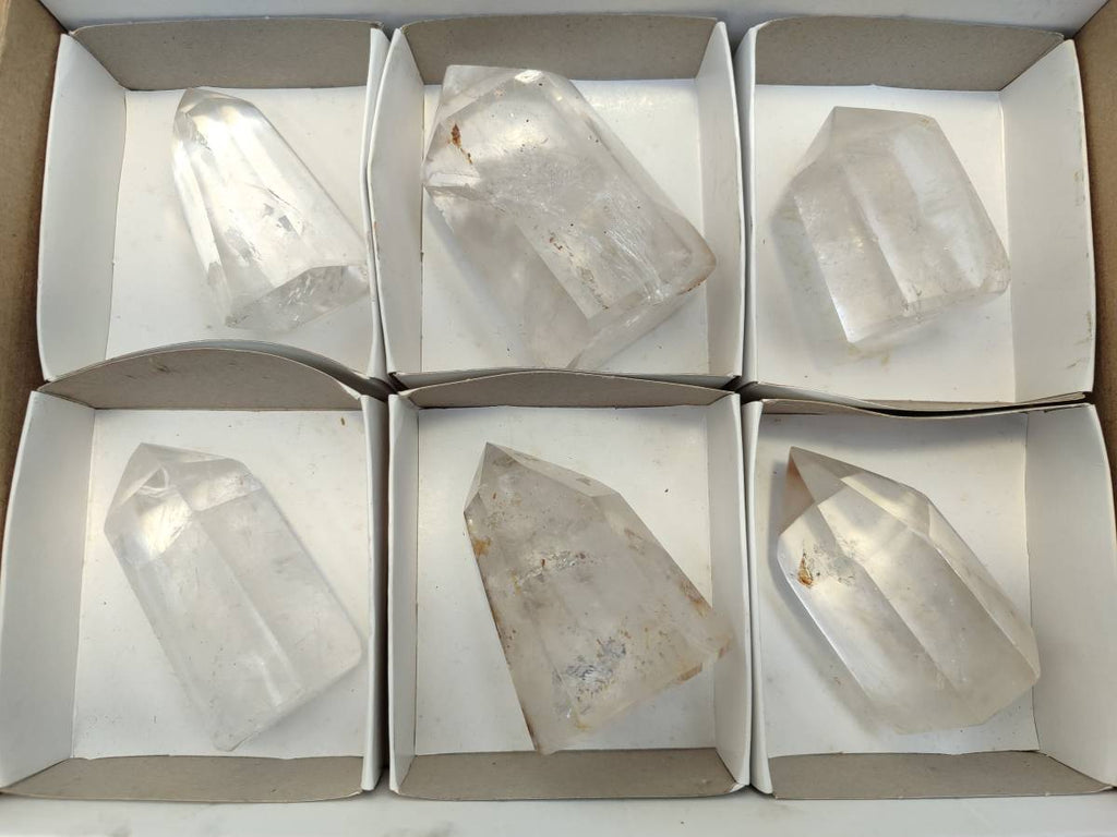 Polished Clear Quartz Crystals x 6 From Madagascar - Toprock Gemstones and Minerals 
