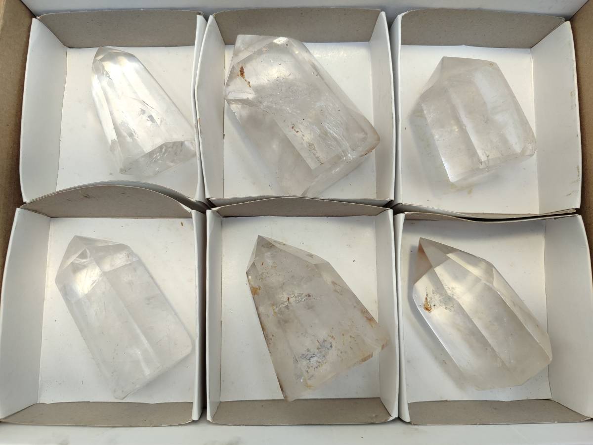Polished Clear Quartz Crystals x 6 From Madagascar - Toprock Gemstones and Minerals 