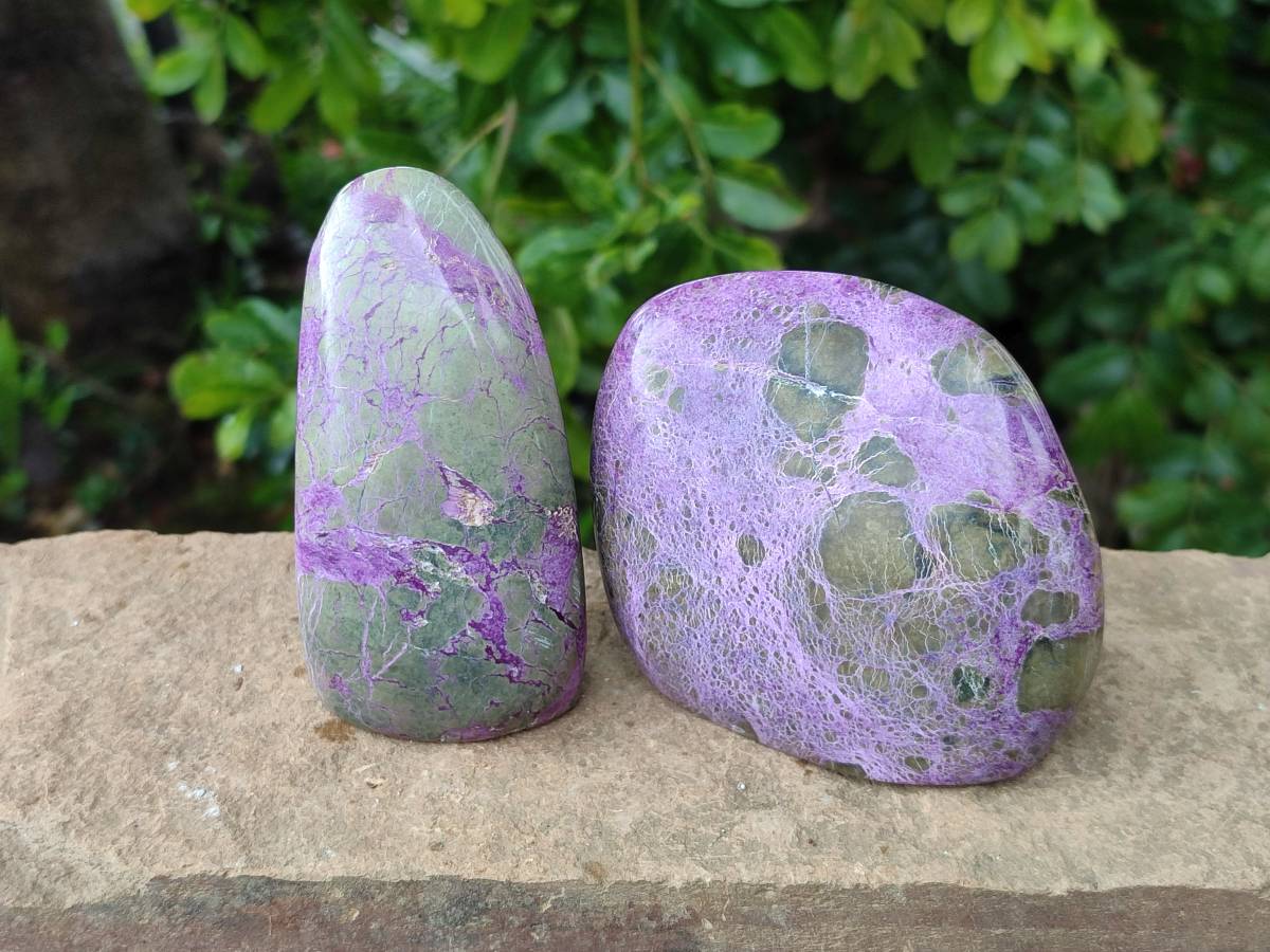 Polished Mix Stichtite Standing Free Forms and Free Forms x 4 From Barberton, South Africa - Toprock Gemstones and Minerals 