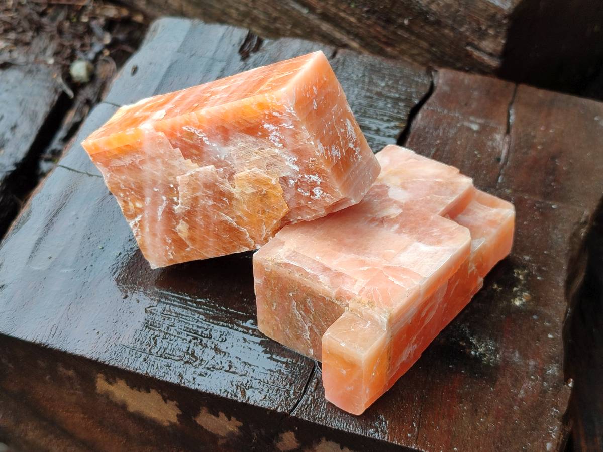 Natural Sunset Orange Calcite Specimens x 6 From Spitzkop, Namibia - Toprock Gemstones and Minerals 