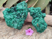 Natural Silky Malachite Specimens x 2 From Kasompe, Congo