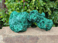 Natural Silky Malachite Specimens x 2 From Kasompe, Congo
