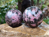 Polished Rhodonite Spheres x 3 From Ambindavato, Madagascar