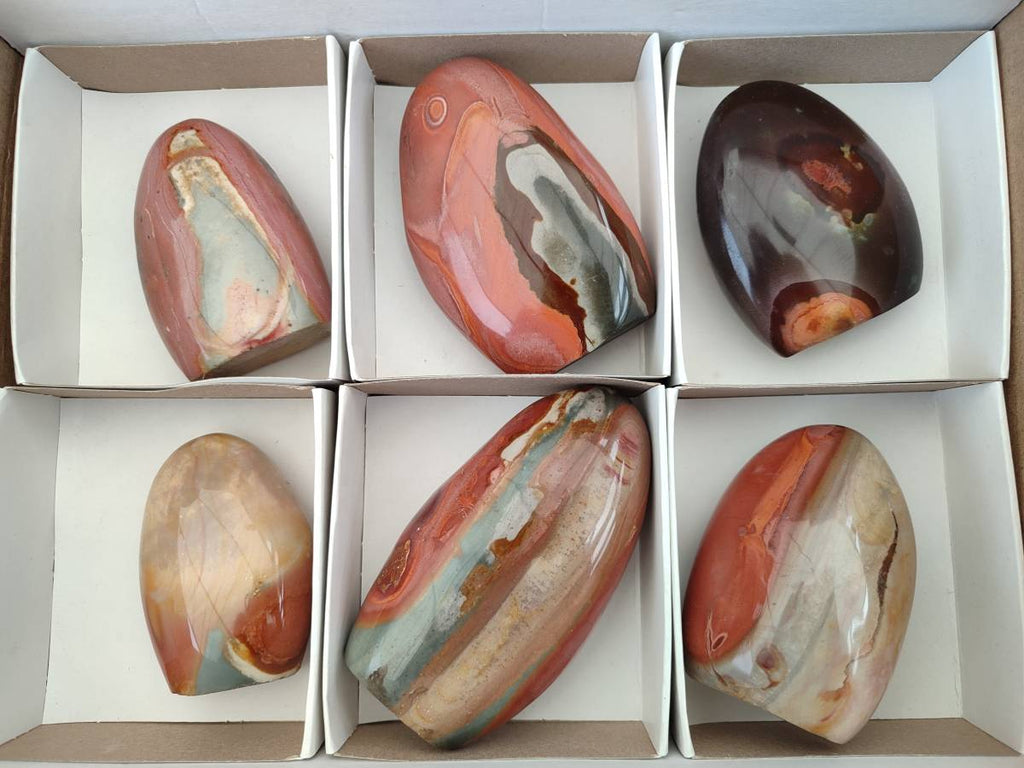 Polished Polychrome Jasper Standing Free Forms x 6 From NW Coast, Madagascar - Toprock Gemstones and Minerals 