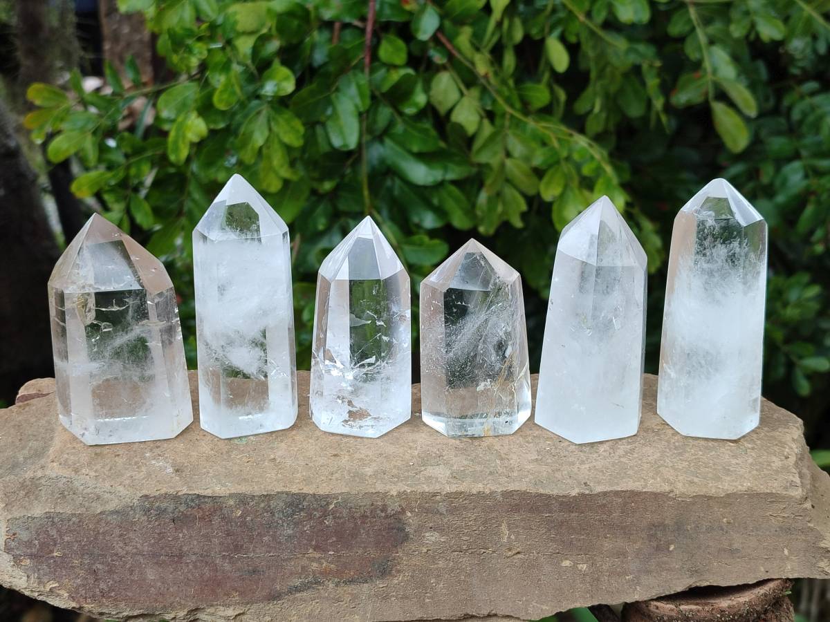 Polished Clear Quartz Crystals x 6 From Madagascar - Toprock Gemstones and Minerals 