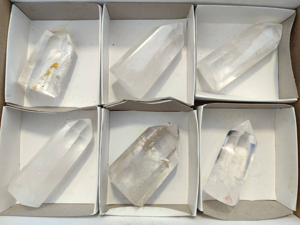 Polished Clear Quartz Crystals x 6 From Madagascar - Toprock Gemstones and Minerals 