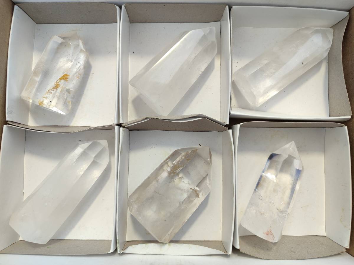 Polished Clear Quartz Crystals x 6 From Madagascar - Toprock Gemstones and Minerals 