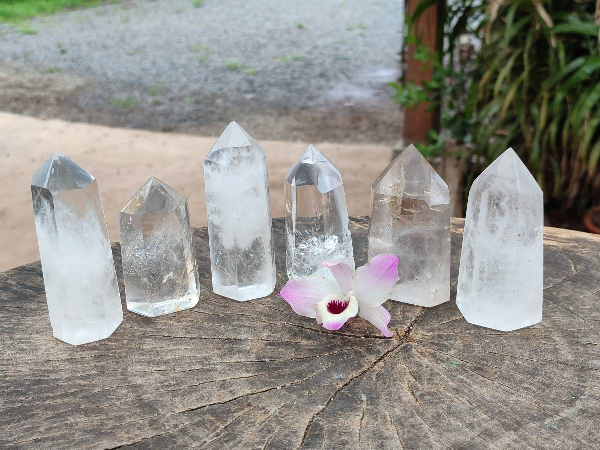 Polished Clear Quartz Crystals x 6 From Madagascar - Toprock Gemstones and Minerals 