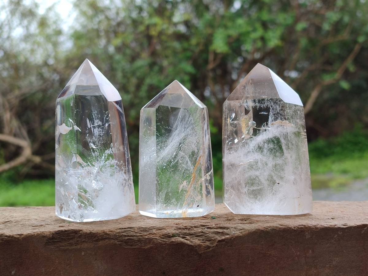 Polished Clear Quartz Crystals x 6 From Madagascar - Toprock Gemstones and Minerals 