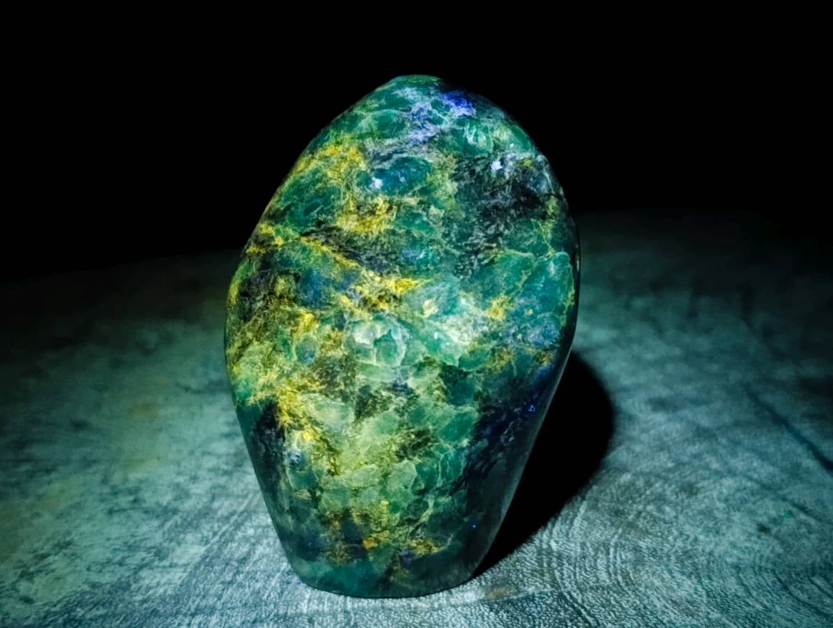 Polished Emerald Mica 'Mutokolite' Standing Free Forms x 4 From Mutoko, Zimbabwe - Toprock Gemstones and Minerals 