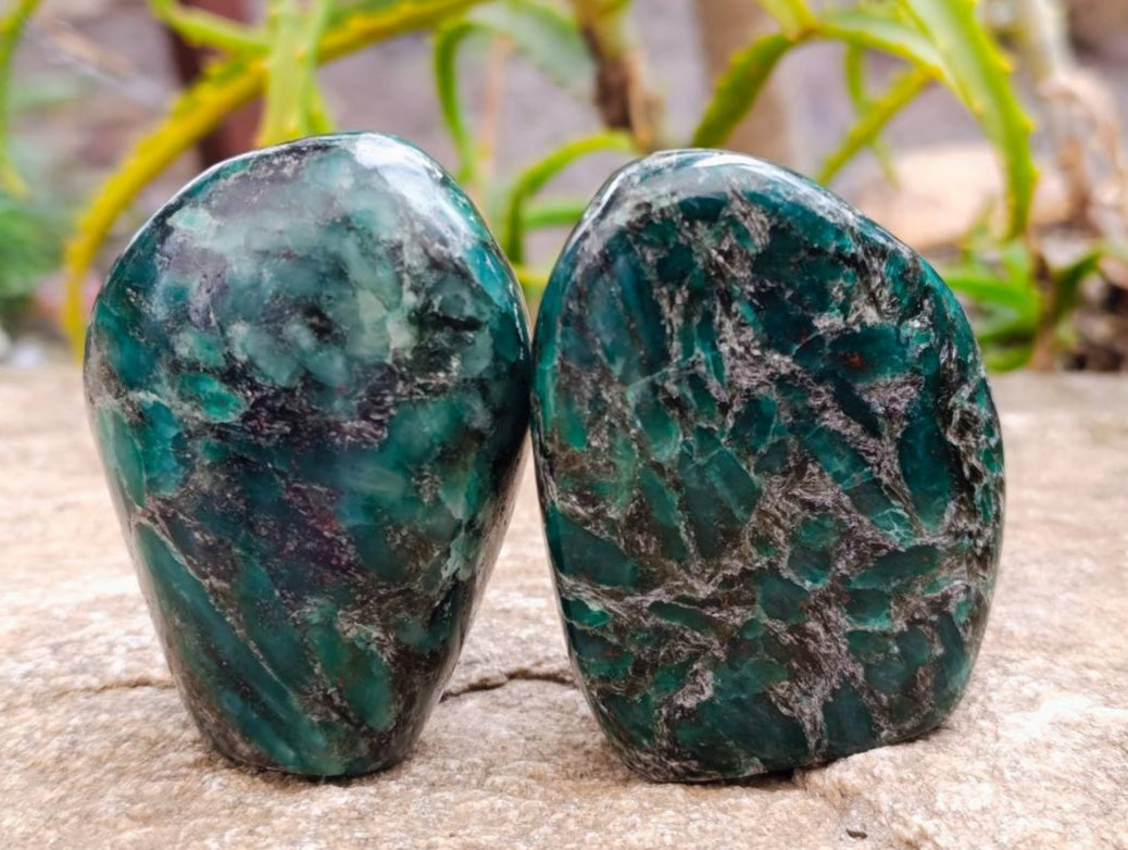 Polished Emerald Mica 'Mutokolite' Standing Free Forms x 4 From Mutoko, Zimbabwe - Toprock Gemstones and Minerals 