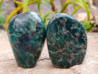 Polished Emerald Mica 'Mutokolite' Standing Free Forms x 4 From Mutoko, Zimbabwe