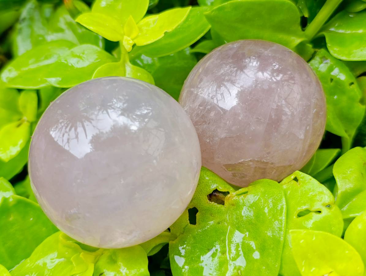 Polished Star Rose Quartz Spheres x 6 From Madagascar - Toprock Gemstones and Minerals 