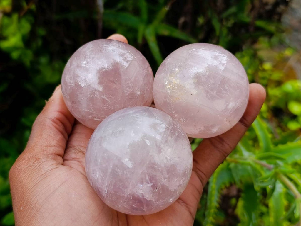 Polished Star Rose Quartz Spheres x 6 From Madagascar - Toprock Gemstones and Minerals 