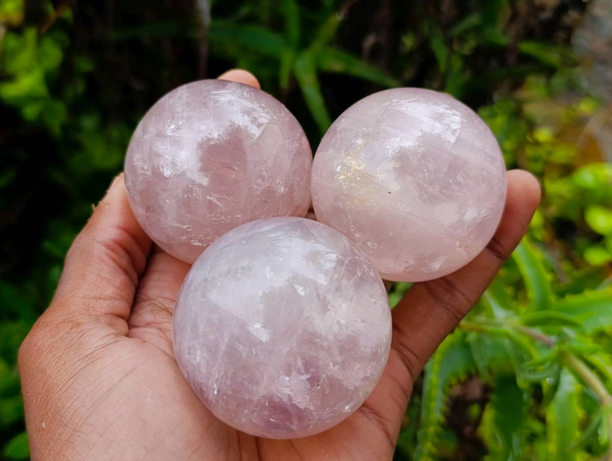 Polished Star Rose Quartz Spheres x 6 From Madagascar - Toprock Gemstones and Minerals 