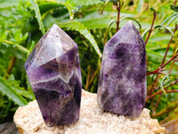 Polished Chevron Amethyst Points x 6 From Zambia