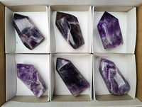 Polished Chevron Amethyst Points x 6 From Zambia