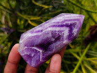 Polished Chevron Amethyst Points x 6 From Zambia