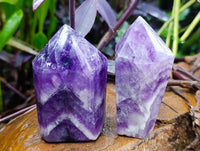 Polished Chevron Amethyst Points x 6 From Zambia