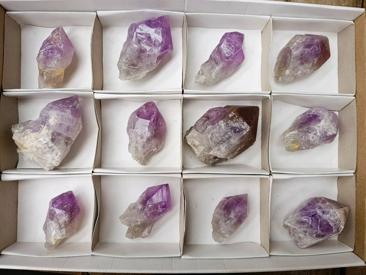 Natural Jacaranda Amethyst Quartz Crystals x 12 From Mumbwa, Zambia - Toprock Gemstones and Minerals 