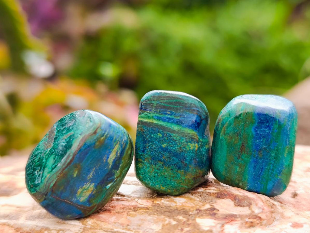 Polished Azurite And Flower Banded Malachite Free Forms x 70 From Congo - Toprock Gemstones and Minerals 