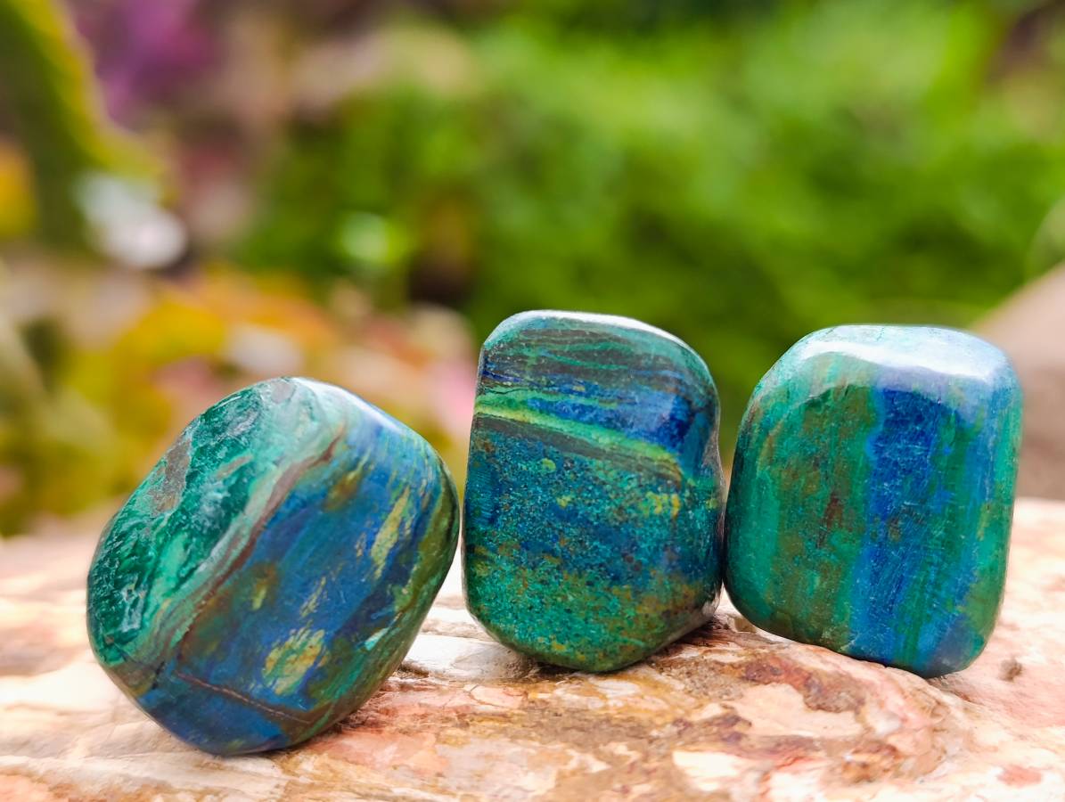 Polished Azurite And Flower Banded Malachite Free Forms x 70 From Congo - Toprock Gemstones and Minerals 