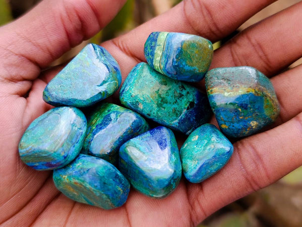 Polished Azurite And Flower Banded Malachite Free Forms x 70 From Congo