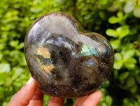 Polished Labradorite Hearts x 2 From Tulear, Madagascar