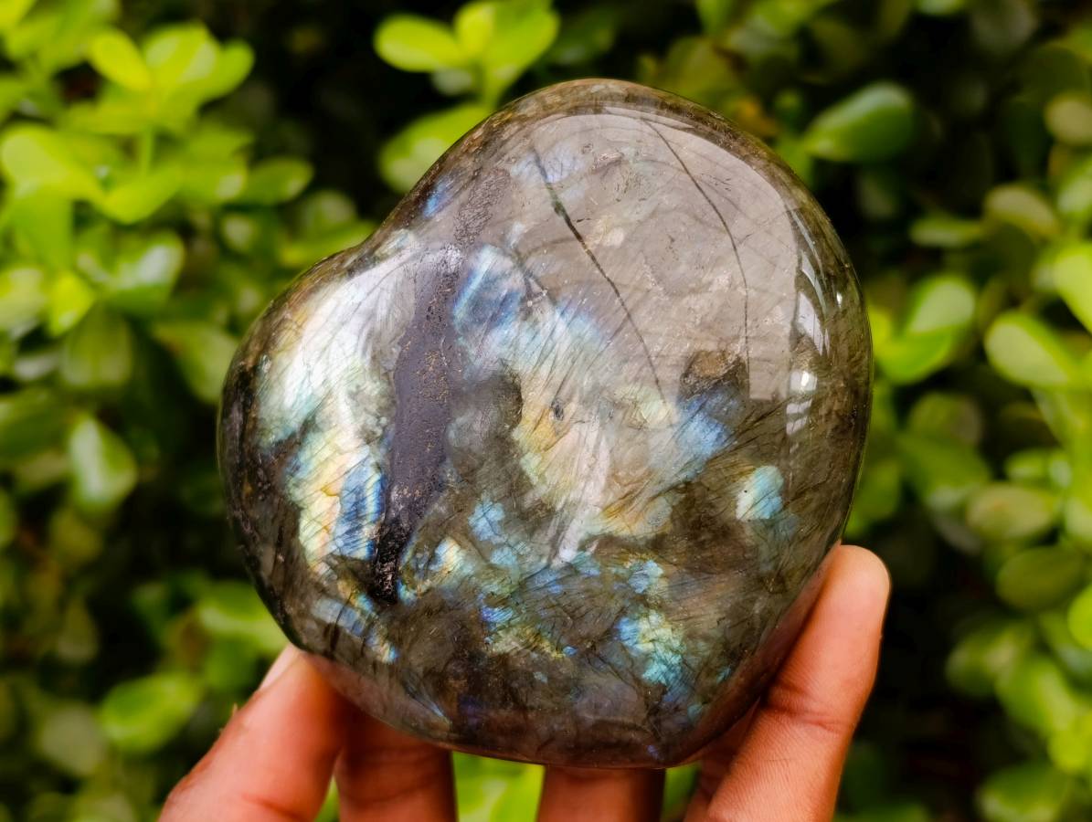Polished Labradorite Hearts x 2 From Tulear, Madagascar - Toprock Gemstones and Minerals 