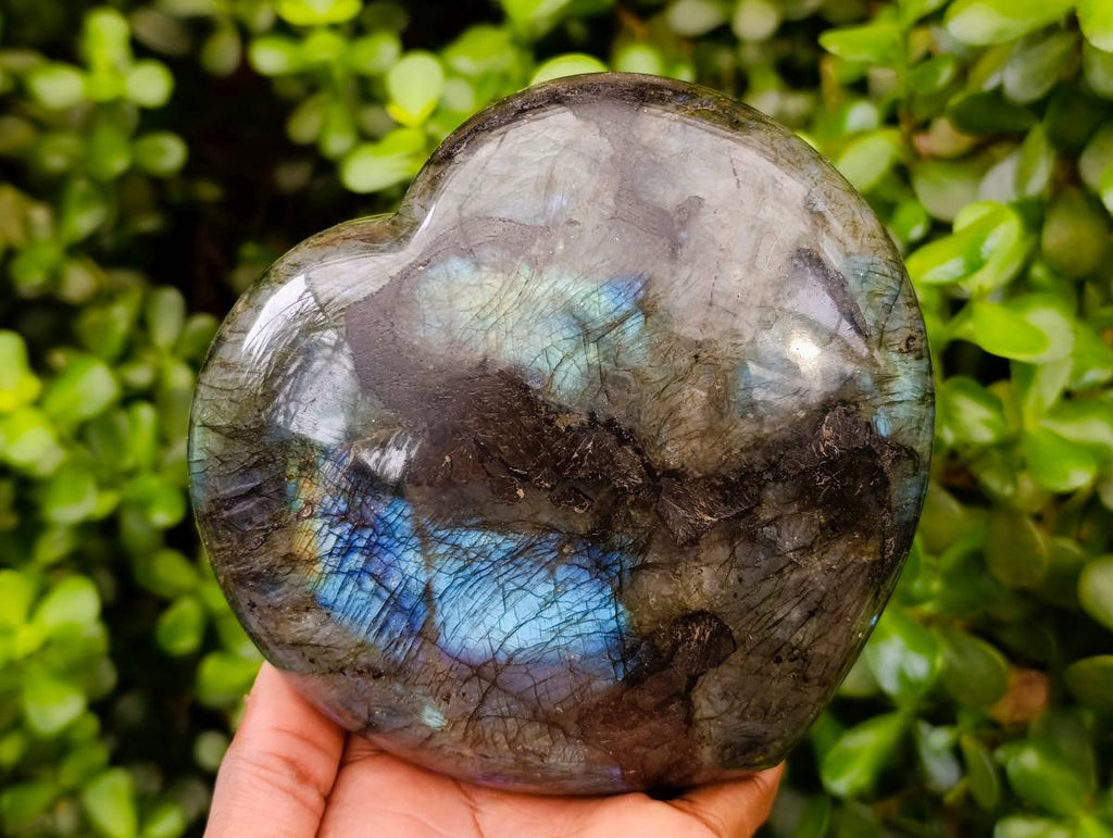 Polished Labradorite Hearts x 2 From Tulear, Madagascar - Toprock Gemstones and Minerals 