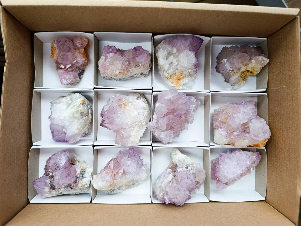 Natural Sunburst Amethyst Spirit Quartz Clusters x 12 From Boekenhouthoek, South Africa - Toprock Gemstones and Minerals 