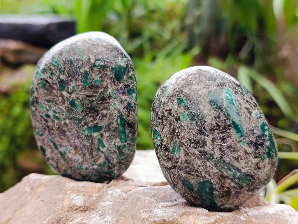 Polished Emerald Mica 'Mutokolite' Free Forms x 6 From Mutoko, Zimbabwe - Toprock Gemstones and Minerals 