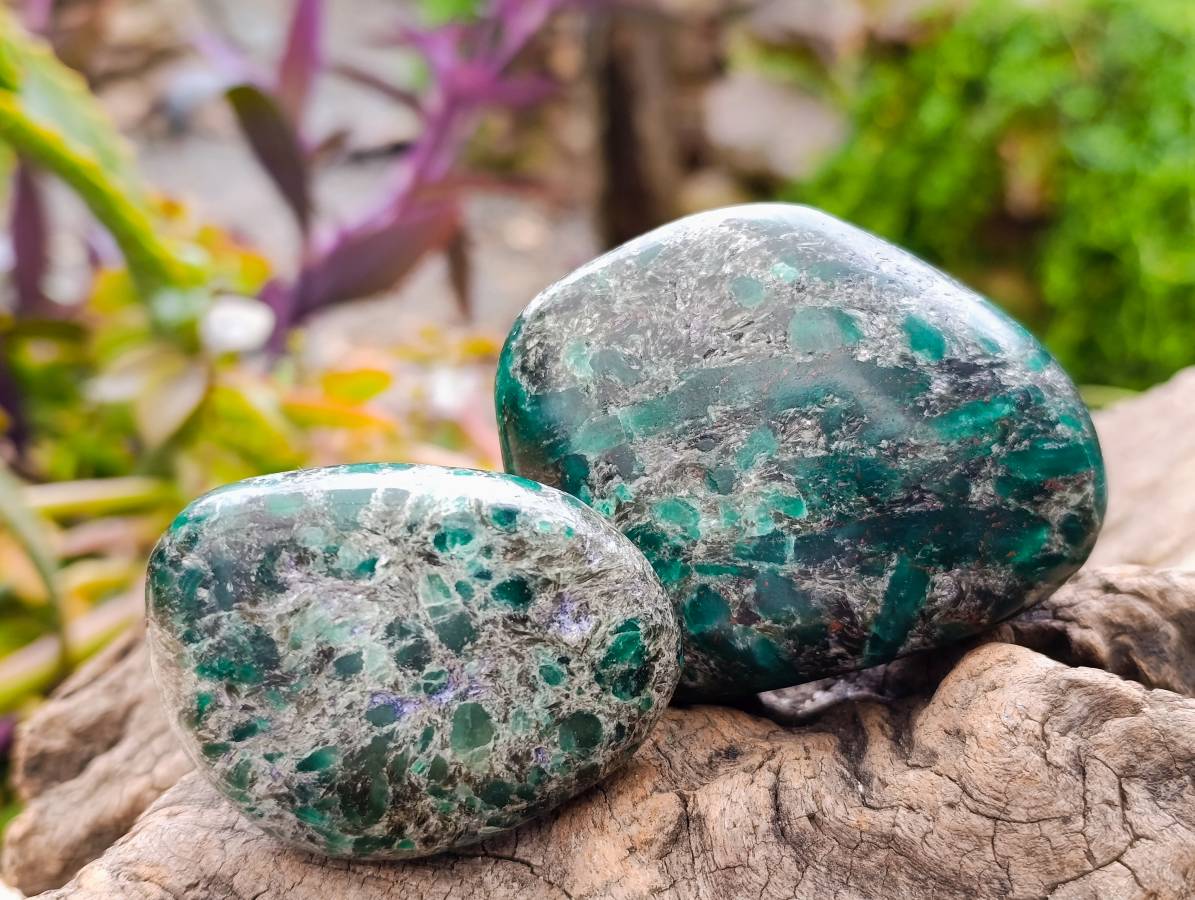 Polished Emerald Mica 'Mutokolite' Free Forms x 6 From Mutoko, Zimbabwe - Toprock Gemstones and Minerals 