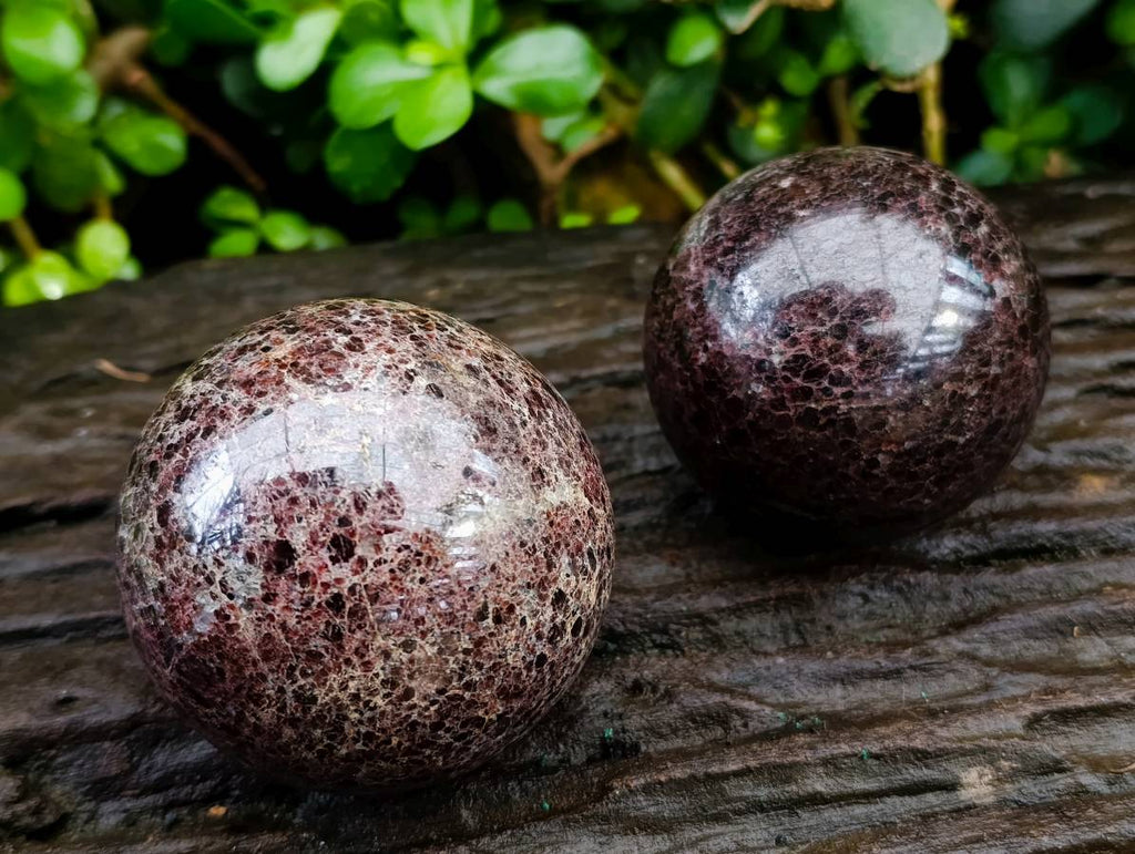 Polished Garnet Spheres x 2 From Mahajanga, Madagascar - Toprock Gemstones and Minerals 