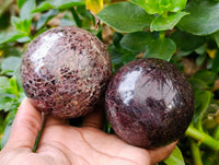 Polished Garnet Spheres x 2 From Mahajanga, Madagascar