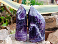 Polished Chevron Amethyst Points x 6 From Zambia