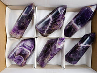 Polished Chevron Amethyst Points x 6 From Zambia