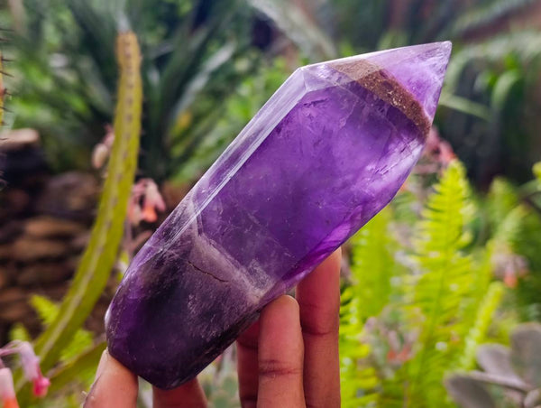 Polished Chevron Amethyst Points x 6 From Zambia
