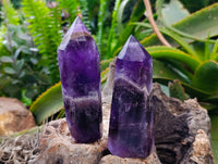 Polished Chevron Amethyst Points x 6 From Zambia
