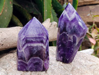 Polished Chevron Amethyst Points x 6 From Zambia