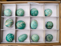 Polished Amazonite Palm Stones x 12  From Madagascar